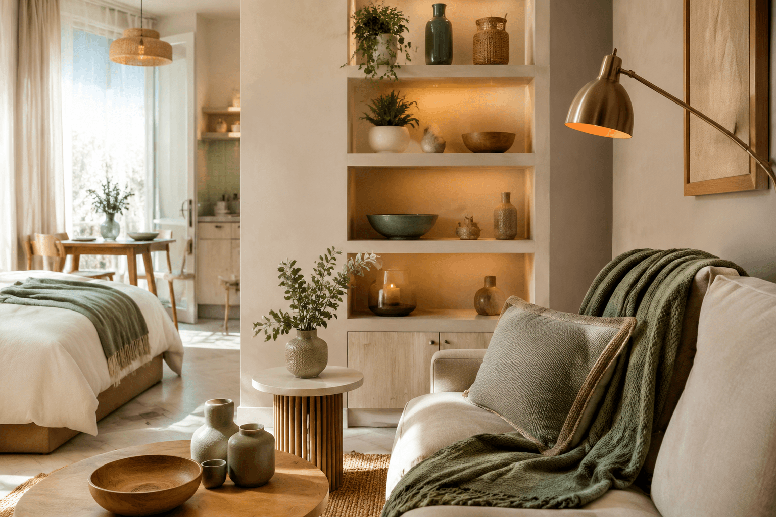 Boutique Rental staged room — Short-let character